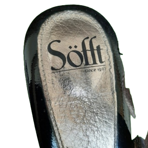 SÖFFT 👡 Beautiful Black Patent Leather Heels Sandals - Size:  9 - Picture 2 of 8